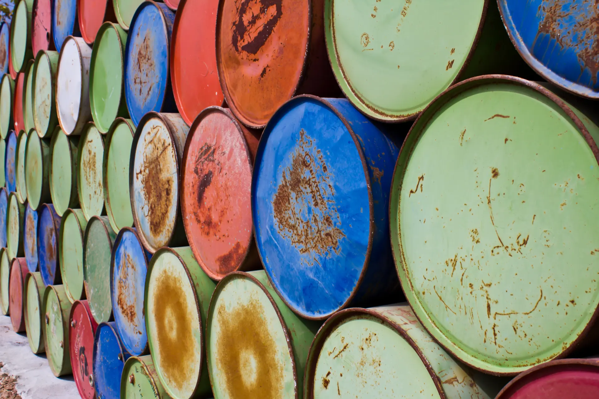 Barrels storing oil